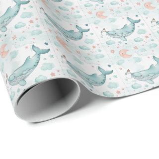 Whale Cute Baby Pastel Watercolor Pattern