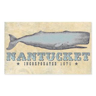 Whale Nantucket MA Inc 1671 Rectangular Sticker