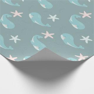 Whale & Starfish Pattern Sea Green