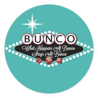 What Happens At Bunco Stays At Bunco Fun Classic Round Sticker