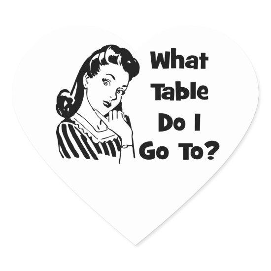 What Table Do I Go To? Heart Sticker