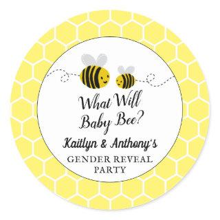 What Will Baby Bee Gender Reveal Party Classic Round Sticker