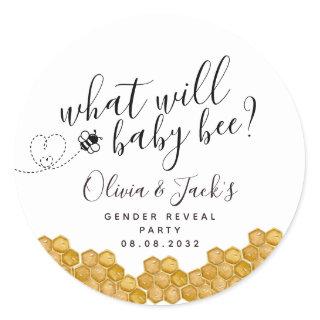 What Will Baby Bee Gender Reveal Party Classic Round Sticker
