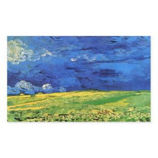 Wheat Field Under Clouded Sky by Vincent van Gogh Rectangular Sticker