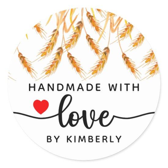 Wheat Handmade with Love  Classic Round Sticker