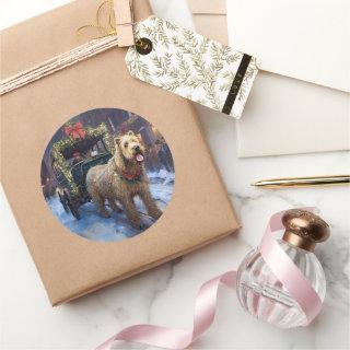 Wheaten Terrier Christmas Festive Season  Classic Round Sticker