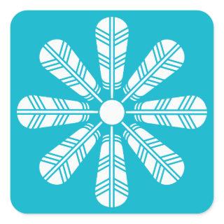 Wheel of eight hawk feathers square sticker