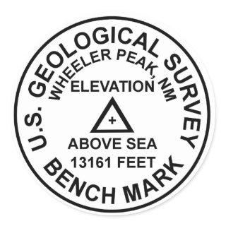 Wheeler Peak USGS Style Benchmark Classic Round Sticker