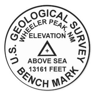 Wheeler Peak USGS Style Benchmark Classic Round Sticker