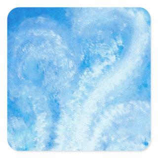 When ocean waves crash onto the shore watercolor  square sticker