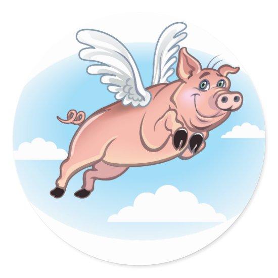 When Pigs Fly, Fun Happens Classic Round Sticker