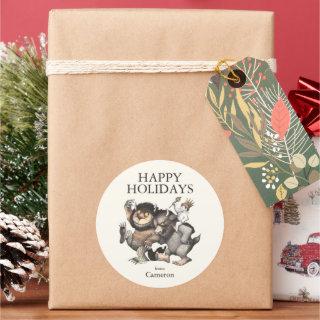 Where the Wild Things Are | Happy Holidays Classic Round Sticker