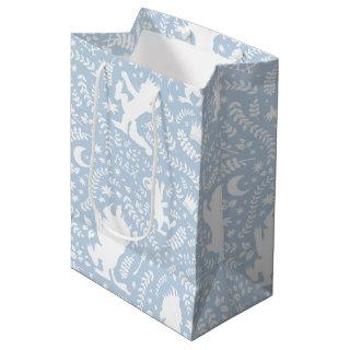 Where the Wild Things Blue Floral Pattern Medium Gift Bag