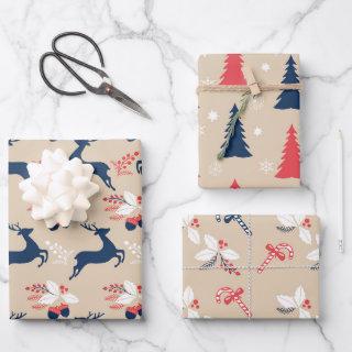 Whimiscal Nordic Christmas Trees and Deers  Sheets