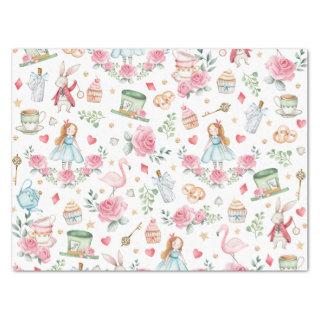 Whimsical Alice in Wonderland Tea Party Decoupage Tissue Paper