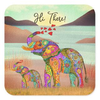 Whimsical and Colorful Elephant Sticker