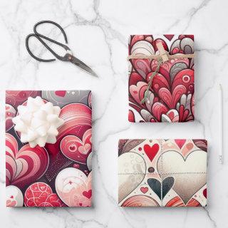 Whimsical Artsy Fancy Grey and Red Valentine's Day  Sheets