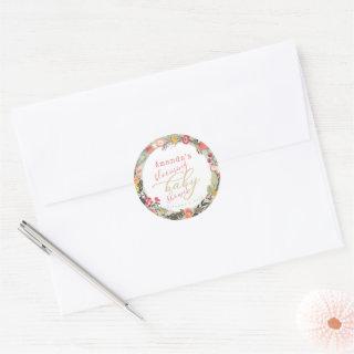 Whimsical Autumn Blooming Baby Shower  Classic Round Sticker