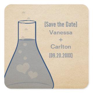 Whimsical Beaker Save the Date Stickers, Blue Square Sticker