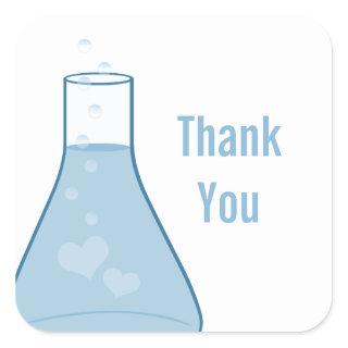 Whimsical Beaker Thank You Stickers, Blue Square Sticker
