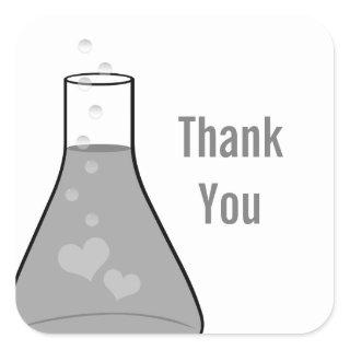 Whimsical Beaker Thank You Stickers, Gray Square Sticker