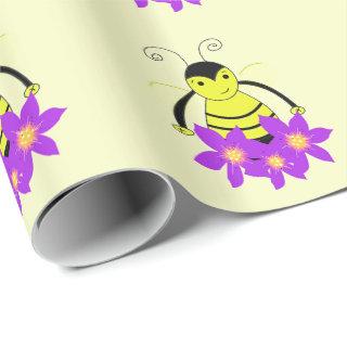Whimsical Bee with Purple Flowers