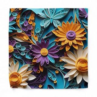 Whimsical Blooms: Intricate Quilled Paper Art Bandana