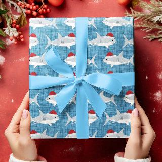 Whimsical Blue Shark Santa Hat Design