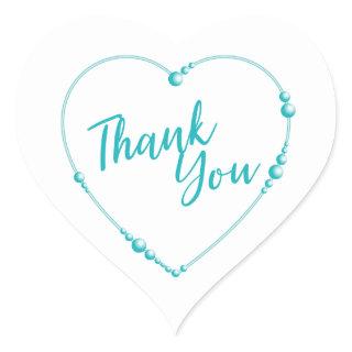 Whimsical Blue Thank You Modern Typography Quote Heart Sticker