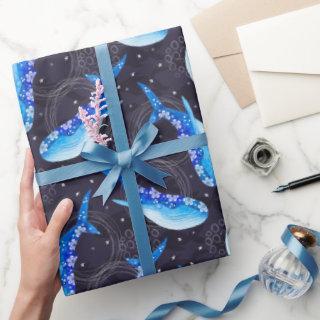 Whimsical blue whales