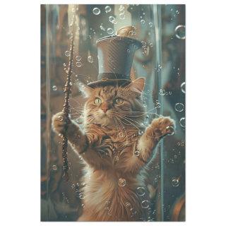 Whimsical Bubbly Kitten Decoupage  Tissue Paper