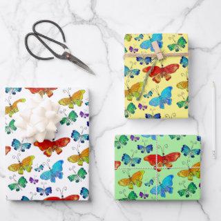 Whimsical Butterfly Pattern Colorful Watercolor  Sheets