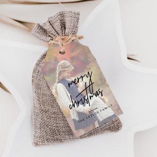 Whimsical Calligraphy | Faded Photo Christmas Gift Gift Tags