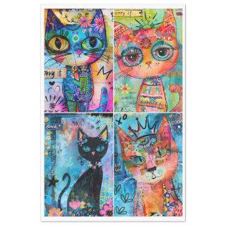 Whimsical Cats for Junk Journaling Mixed Media Tissue Paper