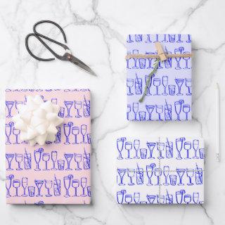 Whimsical Cocktail Drinks Wine Party Blue Gift  Sheets