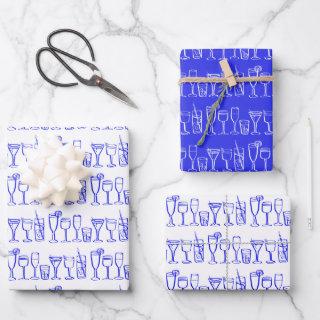 Whimsical Cocktail Drinks Wine Party Blue Gift  Sheets