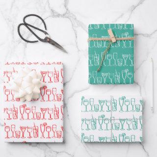 Whimsical Cocktail Drinks Wine Party Christmas  Sheets