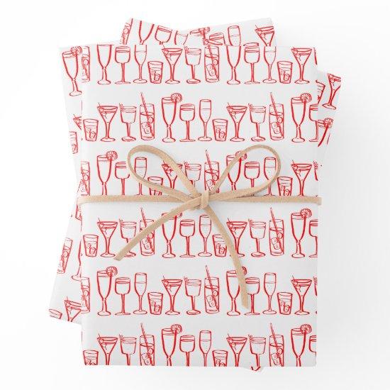 Whimsical Cocktail Drinks Wine Party Colorful Gift  Sheets