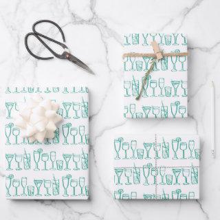 Whimsical Cocktail Drinks Wine Party Colorful Gift  Sheets
