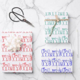 Whimsical Cocktail Drinks Wine Party Colorful Gift  Sheets