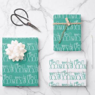 Whimsical Cocktail Drinks Wine Party Colorful Gift  Sheets