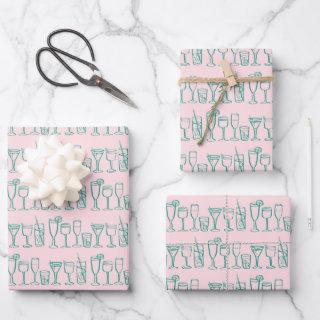 Whimsical Cocktail Drinks Wine Party Colorful Gift  Sheets