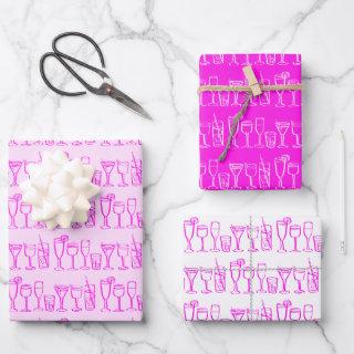 Whimsical Cocktail Drinks Wine Party Pink Gift  Sheets
