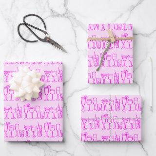 Whimsical Cocktail Drinks Wine Party Pink Gift  Sheets