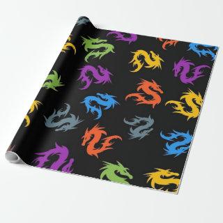 WHIMSICAL COLORFUL CHINESE DRAGON PATTERN