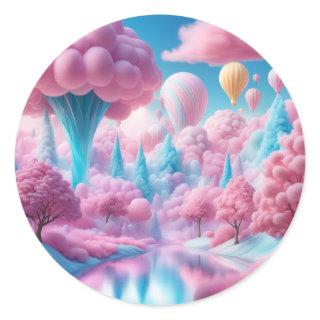 Whimsical cotton candy  classic round sticker