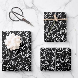 Whimsical Cute Black White Bows Pattern Girly Gift  Sheets
