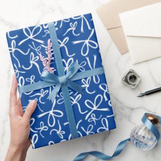 Whimsical Cute Blue White Bows Pattern Hanukkah