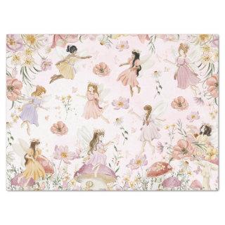 Whimsical Cute Fairies Wildflower Garden Meadow  Tissue Paper