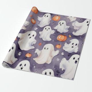 Whimsical cute ghost halloween delight watercolor
